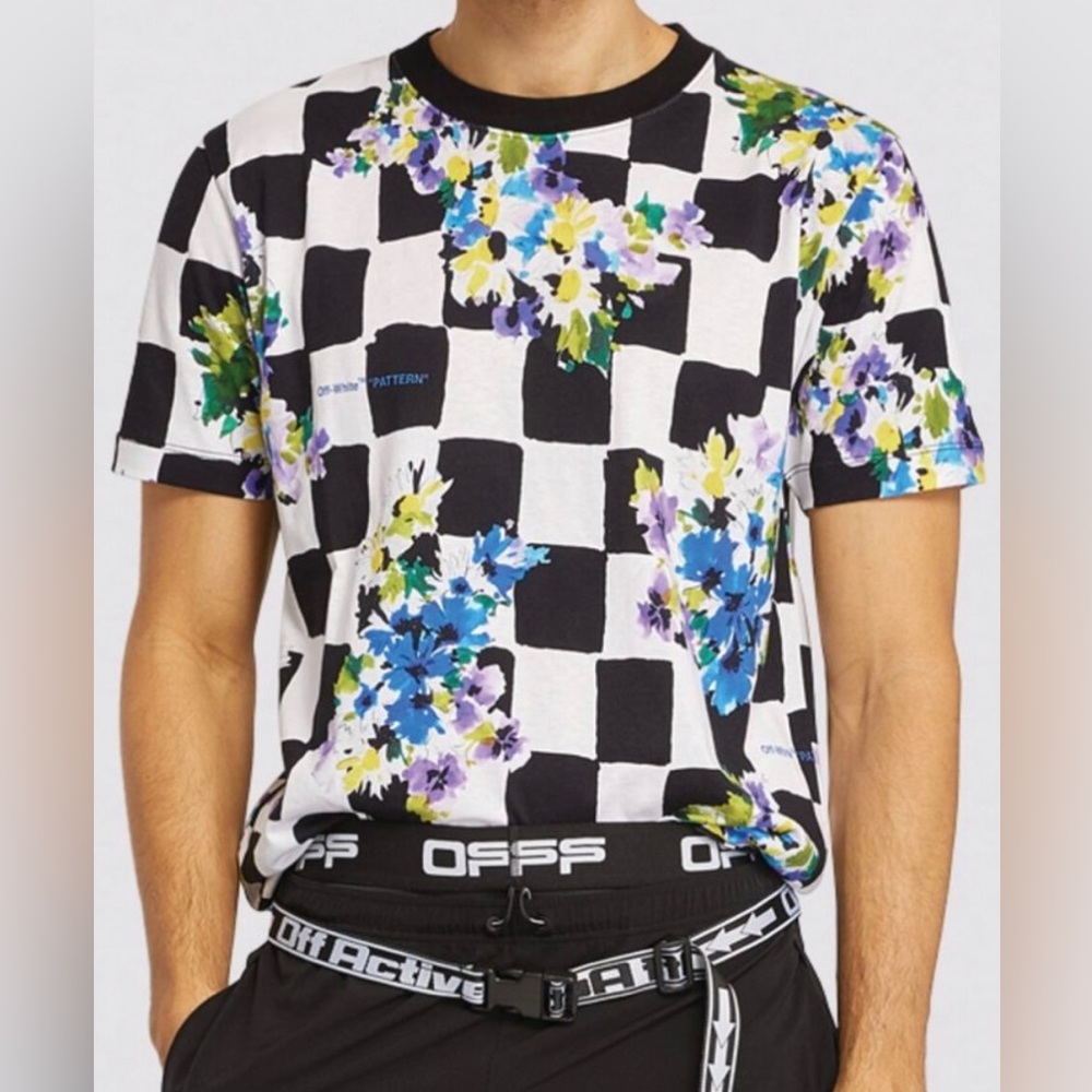 Off White Mens Check Flowers Multicolor Sz XXL